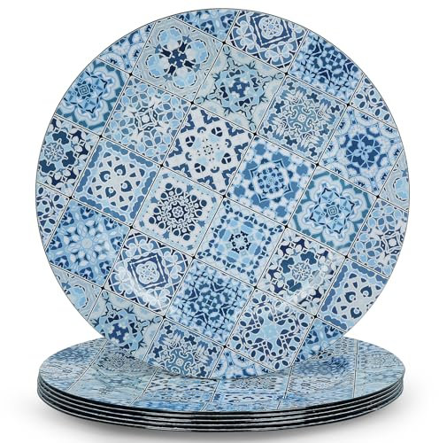YXZHUOYU Charger Set of 6, Embossed Design, Elegant for Dinner Table, Premium Set, Nice Chargers for Plates, Enhances Dining Experience (Bohemian, Boho3)