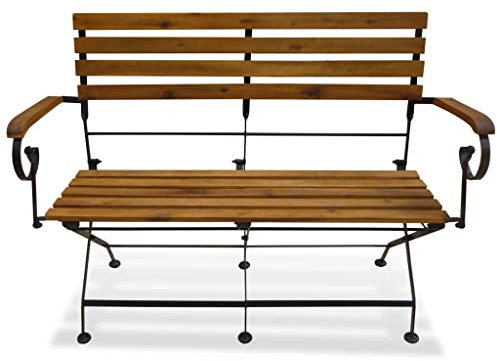ULUYYUC Camping Bank Sitzbank Outdoor Bierbank Parkbank - Gartenbank Klappbar 112 cm Massivholz Akazie für Balkon Garten Parks Innenhof