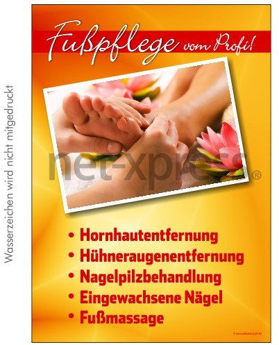 Plakat Fußpflege vom Profi, Werbeplakat Plakat Werbeplakate Motiv Vorlage Druck, Ausführung:Schaufensteraufkleber DIN A1