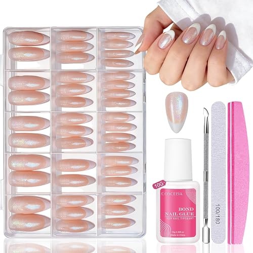 Nageltips Set – 240 Stycken Rosa Glitter Kattöga Falska Nagl – Skimrande Rosa Gradient Design Konstgjorda Naglar Mjuk Gel för Kvinnor Nagelkonst
