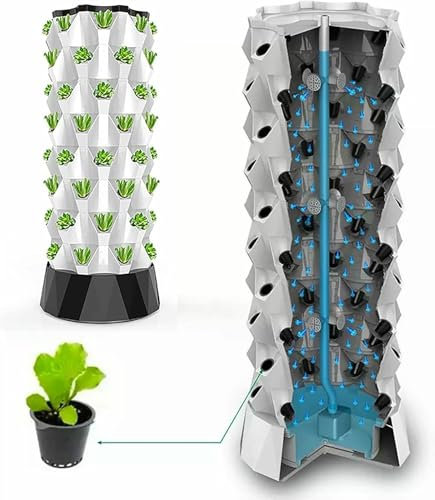 Sistema de cultivo hidropónico de jardinería interior, caja de plantación de torre de columna, equipo hidropónico, kit de cultivo sin suelo, con 48/64 puntos de plantación, regalo para Gard