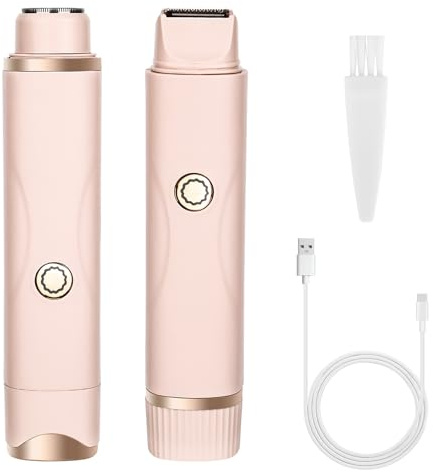 smtfcty Afeitadora y recortadora de bikini para mujer, 2 en 1, inalámbrica, para mojado y seco, para cara, piernas, axilas, vello púbico, recargable, IPX7, impermeable, para mujer