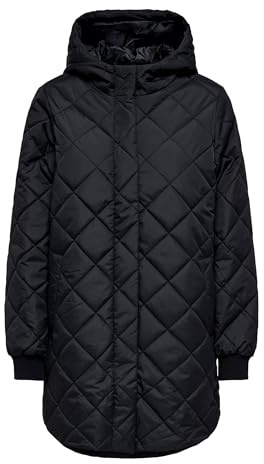 ONLY Onljuliet - Cappotto trapuntato, con zip Otw Noos, Nero, XL