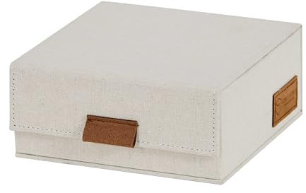 LOVE IT STORE IT Premium Aufbewahrungsbox für Uhren - Uhrenbox aus Leinen, innen Samt - Verstärkt mit Holz - Für 6 Uhren - Beige - 16,5x16,5x7 cm