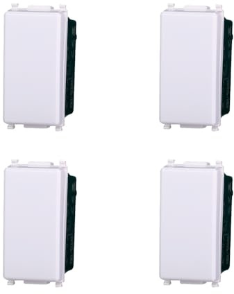 Elektronova Pulsante Unipolare 1P 10A Bianco compatibile Vimar Plana Kit 4 Pezzi 1001