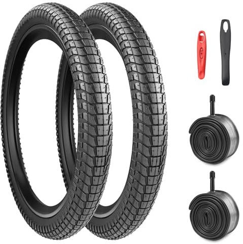 2-Set Faltbar 20 Zoll Fahrradreifen 20x1.95/2.1/2.25 Mantel mit 2-Pack Schlauch 50/53/57-406 Bike Tires Fuer MTB/BMX