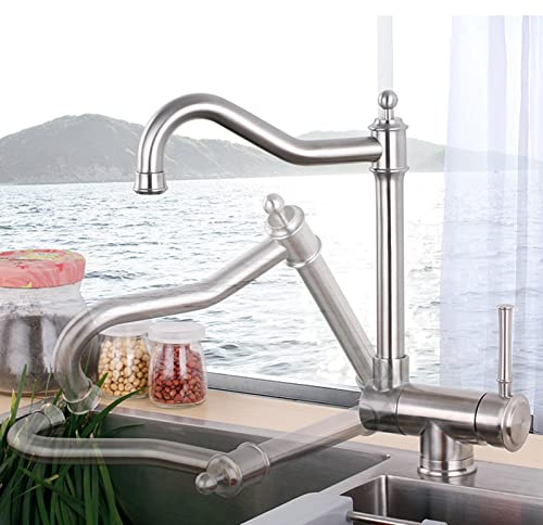 Küchenhahn, die im Fenster aus Edelstahl gebürstet sind, EIN Loch -Waschbecken Wasserhahn Wasserhahn