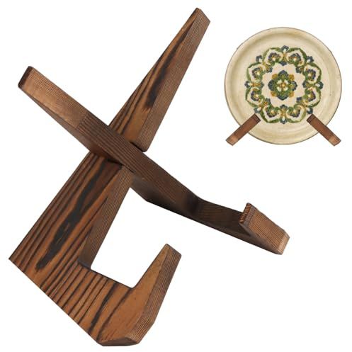 Lytari Wooden Plate Stand for Display 6.5 Inch Picture Frame Holder Recipe Book Holder for Kitchen Plates Hanger Easel Display Stand Farmhouse Rustic Recipe Holders for Book Photo Decorative Plate