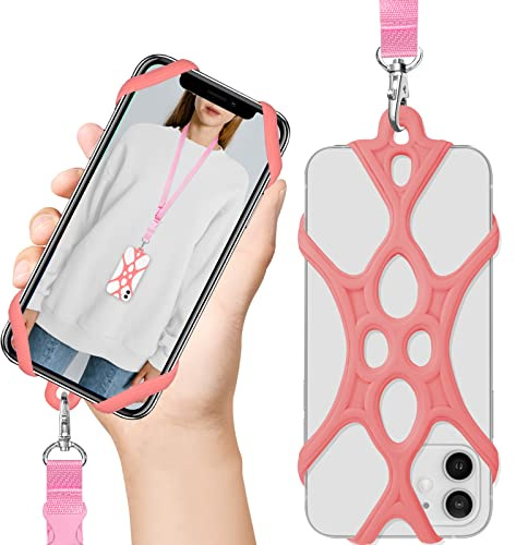 ROCONTRIP 2 in 1 Cell Phone Lanyard Strap Case Holder with Detachable Neckstrap Universal for Smartphone iPhone 13,12 11 iPhone14 Pro Max, Samsung LG Huawei P10 4.7-6.5 inch