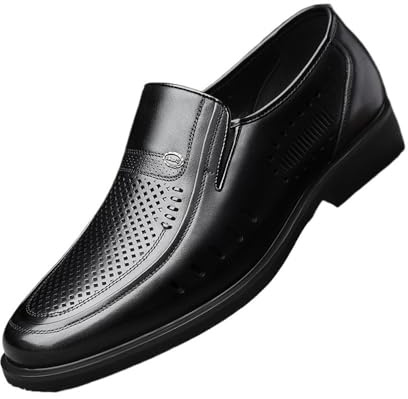 NLNKDTDPAK Läderskor sommar ihåliga män affärssandaler fritidsskor(Black,39 EU)