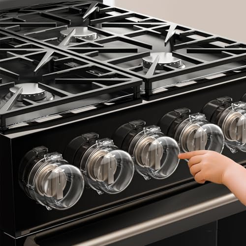 Cubiertas de Seguridad para Perillas del Horno, Protección para Botón de Cocina de gas para Niños, Cerraduras de Perillas Mejoradas Con Adhesivo (Transparente-4 Pieza)