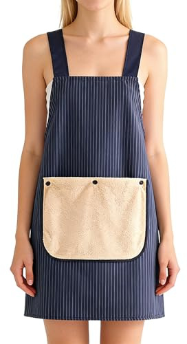 Tablier de Cuisine - Robe Ajustable avec Serviette Détachable - Tablier de Cuisine en Tissu,Pour Pâtisserie, Chef, Fille, Art, Café, Jardinage, Maison, Intérieur, Extérieur, Barbecue, Grillade