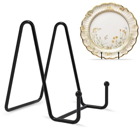 ROEOWENE 2PCS Supporto Espositore Metallo 15cm Nero,Cavalletto Decorativo, Supporto per Piatto per Display,Cavalletto Porta Piatti Decorativi, Foto e Cornici,Libri e Immagini