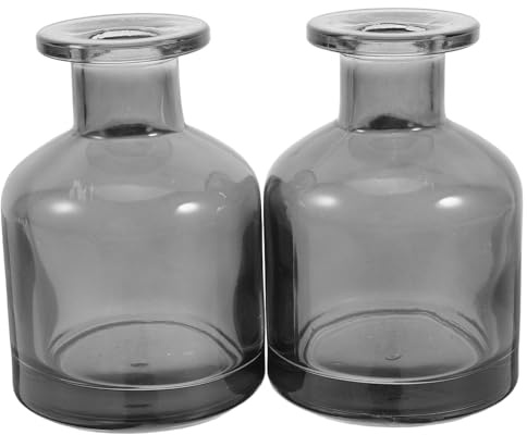 TOPBATHY Botellas Difusoras de Vidrio Cilíndricas de 100 Ml, Juego de 2 Frascos para Aceites Esenciales, sin Llama, Reutilizables y Recargables, Ideales para Aromaterapia y