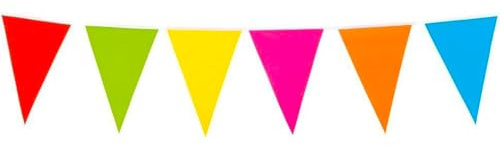 Guirlande de fanions multicolores en plastique - 10 m - Grand fanion - 20 x 30 cm - Guirlande résistante aux intempéries pour l'intérieur et l'extérieur - Indéchirable et réutilisable - Décoration de