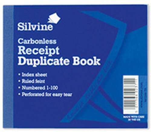 Silvine duplicerad bok utan kolsyrat kvitto 1-100 106,5 x 12,5 mm ref 720-P [5-pack]