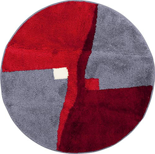 Erwin Müller Badematte Athen, Badteppich, Badvorleger rutschhemmend rot Größe rund: 90 cm Ø - kuscheliger Hochflor, für Fußbodenheizung geeignet (weitere Größen)