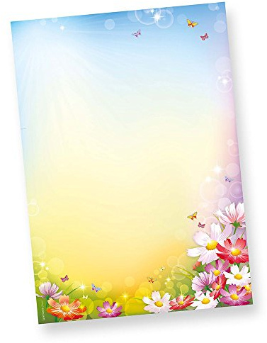 Schönes Briefpapier Florentina (50 Blatt) Hochwertiges Motivpapier mit bunten Blumen
