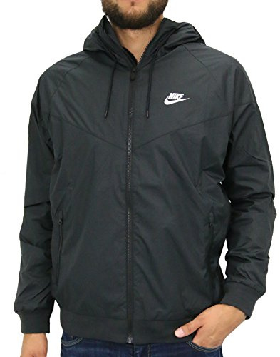Nike Mens Windrunner Hooded Track Jacket Black/Black/White 727324-010 Size Medium