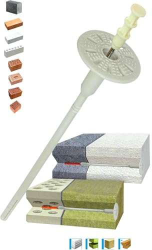 Befestigungsmaterial WKRET-MET 100 STK. Dübel ∅ 8 mm Dämmstoffdübel Tellerdübel mit Metalldorn als Schlagdübel​ (WKTHERM ∅ 8 x 295 mm)