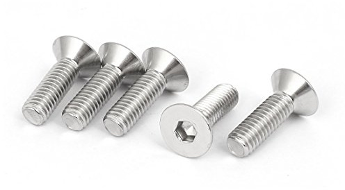 sourcing map 5 Stück M6x20mm Senkkopfschrauben flache Kopf Sockel | Innensechskantschraube, 316 Edelstahl