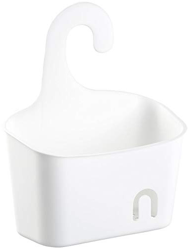 BadeStern Duschkorb zum Hängen: Duschkorb mit Aufhänge-Haken und Ablaufgitter, erweiterbar, weiß (Kunststoff, Haengen, Regal)