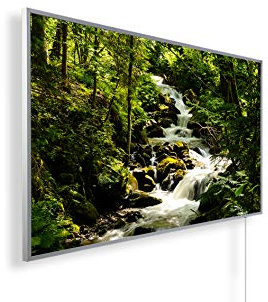 Könighaus Bildheizung 1000 W - Smart Thermostat - 14-26 m² | Schwarz-Weiß-Bilder, Motiv: 15. Wasserfall, TÜV SÜD, 5 Jahre Garantie, doppelter Überhitzungsschutz, Wandheizung