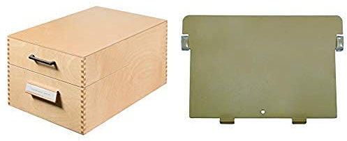 HAN Karteikasten 1005 DIN A5 quer aus Holz / Hochwertige Lernkarteibox aus edlem & robustem Naturholz für 1.500 DIN A5 Karteikarten & als Lehrmaterial & 5, Metall-Stützplatte DIN A5 quer