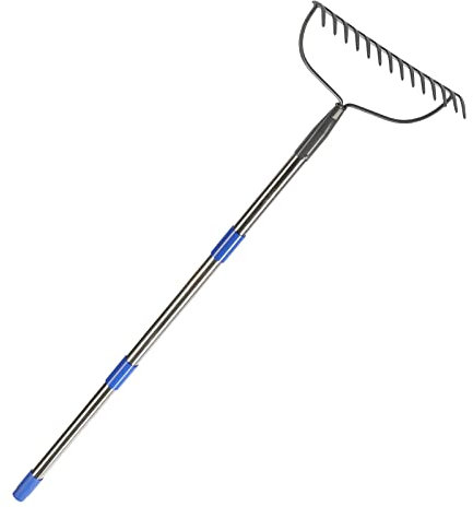 MIYA Garden Rakes for Soil with Long 182CM Handle,Heavy Duty 14 Tines Rake,Gardening Steel Tools&Equipment