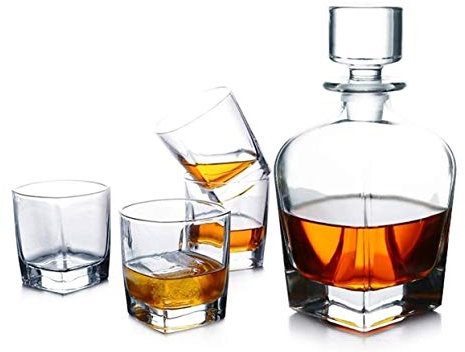 Decanter for Whisky Rum Distillati vino LiquorCrystal Whiskey Decanter set composto da 700ml Whiskey Decanter & 4X30cl / 6X30cl matrimoniale grande Fashioned Whisky bicchieri, Articoli da regalo setof