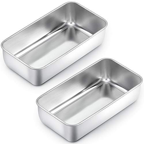 Homikit Loaf Tin Set of 2, Stainless Steel Cake Tins Bread Moulds for Baking, Rectangular Oven Baking Pan Bakeware Set - Meatloaf, Toast Bread, Pie, Lasagna, Healthy & Non-Toxic & Sturdy