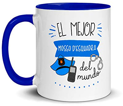 Kembilove Taza de Desayuno Personalizada El Mejor Mosso D’Esquadra del Mundo – Taza Original para Regalar – Regalo Personalizado – Regalo Original para Hombre – Taza de Cerámica de 350 ml