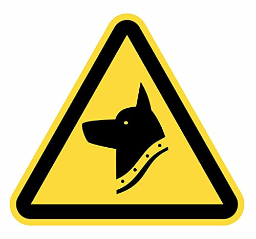 Aufkleber Warnschild Gefahrenhund, 5 Stück à 15 cm, gelbe Dreieckszeichen (15 cm, gefährlicher Hund)
