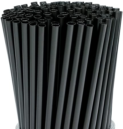 200 Pcs Black Disposable Drinking Plastic Straws.(0.23'' diameter and 8.26 long)-Black