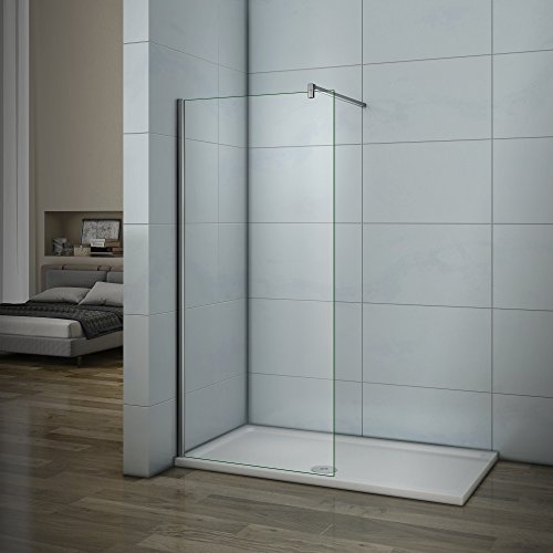 Parete Doccia 95x185cm Walk In 6mm Vetro Barra Quadrata 90cm Tagliabile