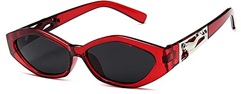 Retro Kleine Rahmen Polygon Katzenaugen Damen Sonnenbrille Mode Gepard Dekoration Damen Sonnenbrille UV400 Weinrotgrau