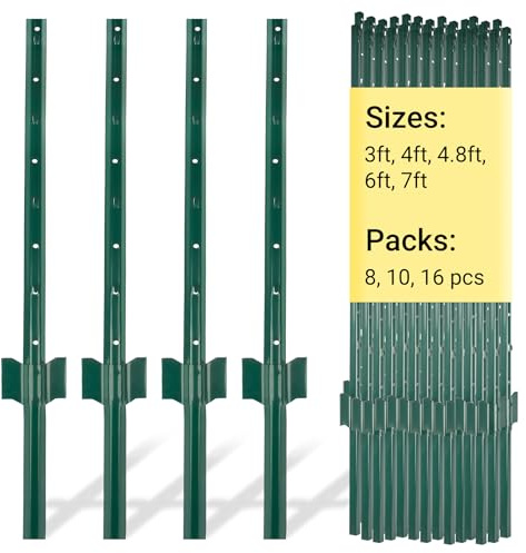 Toriexon 10 Pack Metal Fence Posts - 3 Feet Heavy Duty with U-Channel for Garden Wire Fence, Corner Anchor Posts
