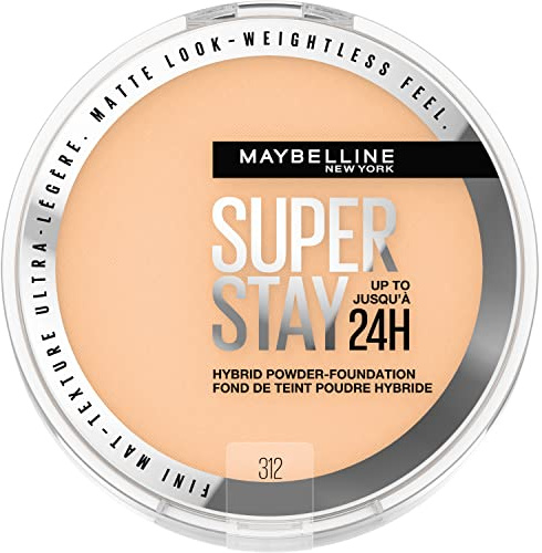 Maybelline New York Super Stay Up to 24HR Hybrid Powder-Foundation, Medium to -Full Coverage Makeup, Matte Finish, 312, 1 Count