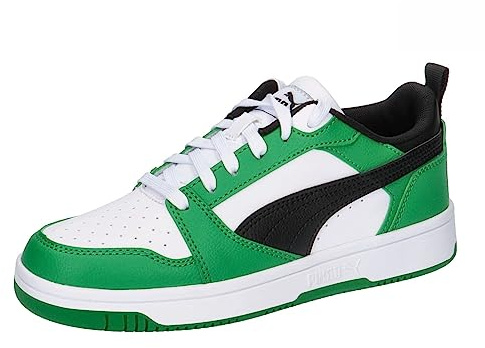 PUMA Rebound V6 Lo Jr, Sneaker Unisex - Bambini e ragazzi, Puma White Puma Black Archive Green, 39 EU