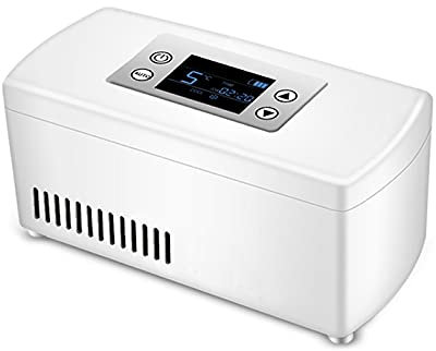 Samnuerly Frigoríficos Refrigerador de insulina portátil Caja refrigerada, Viaje, Hogar - Caja de refrigeración portátil para automóvil/Caja de Viaje pequeña para medicamentos (1 x batería de Litio)