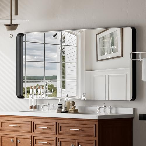 VooBang Bathroom Mirror 30x48, Black Gorgeous Deep Frame Wall Mirror