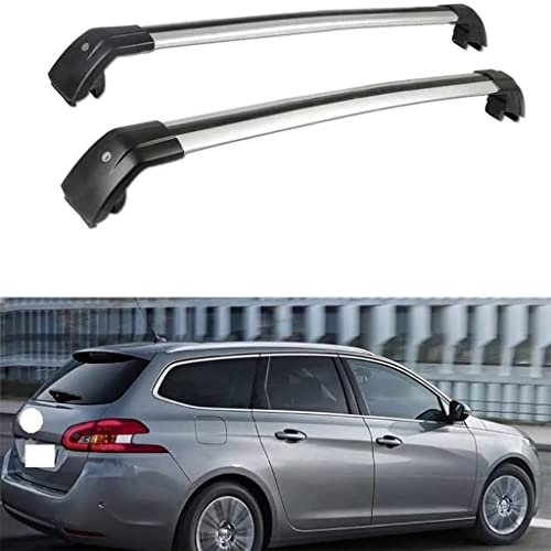 HOWENG Auto-Dachträgerstangen Querträger Aluminium,für Peugeot 308 SW 2007-2019 Auto-Querträger Dachgepäckträger Oberer Frachttransportträger Fahrradhalterung