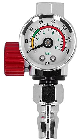 G1/4in Thread Spray Paint Gun Air Pressure Regulator Stainless Steel Air Adjusting Valve with Pressure Gauge for Air Tools
