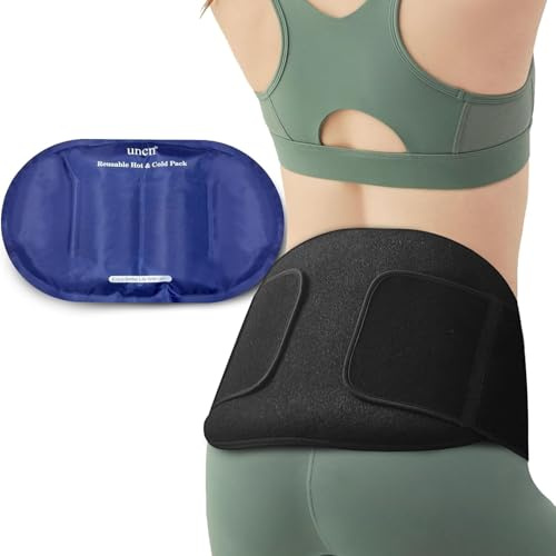 uncn Kühlpads mit Waschbarer Abdeckung, 23 * 37cm Kühlpack mit verstellbarem Riemen, Kalt Warm Kompressen zur Linderung von Rückenschmerzen Black Gelenkschmerzen