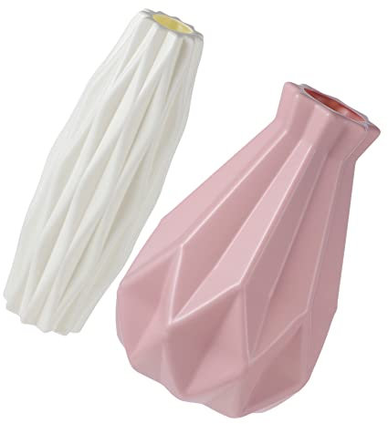 Warmhm 2stücke Kreative Origami Vase Kunststoff Blumenvase Für Trockenblumen Dekorative Geometrische Tischdeko Für Wohnzimmer Büro Umweltfreundlich Geruchlos