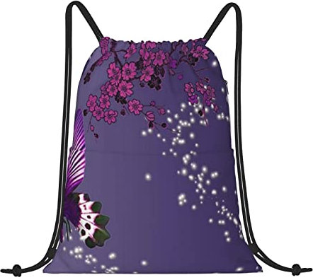 AABSTBFM Karate Boy Vektor veränderbarer Gürtel Farbe Kordelzug Rucksack - langlebig und leicht String Rucksack Taschen für Sport, Fitnessstudio, Reisen, Einkaufen, Schule und mehr, Lila Pflaume