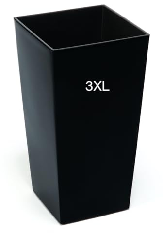 MELTOM Übertopf Blumenkübel Blumentopf Hochglanz mit Einsatz Hoch (Schwarz, 3XL-75cm)