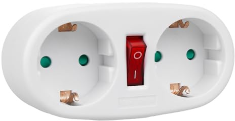 Presa Maclean, sdoppiatore con 2 prese e interruttore automatico, tipo F, 2x16A, MCE338 F