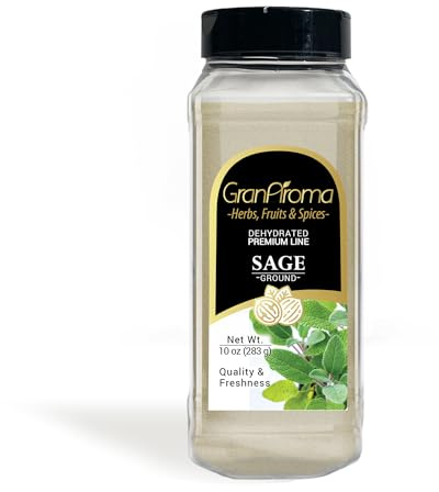GranAroma Ground Sage, 10 oz, Earthy Flavor, Soups & Sauces, Versatile Herb