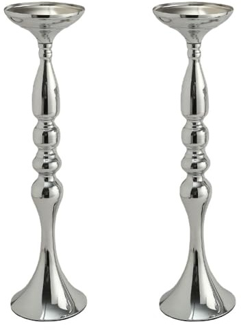 2pcs Silber Blumenständer Hochzeit Herzstücke, Metall Kerzenhalter Vasen Tabletop Blumenvasen Blumenständer Silber vasen Hochzeit Rezeption Blumenvase für Hochzeit Geburtstagsfeier Dekor